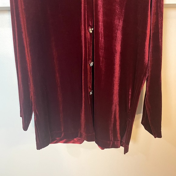 Vintage Disney Velour Long Sleeve Button Up in Burgundy Mickey Mouse SZ Large - Picture 5 of 14